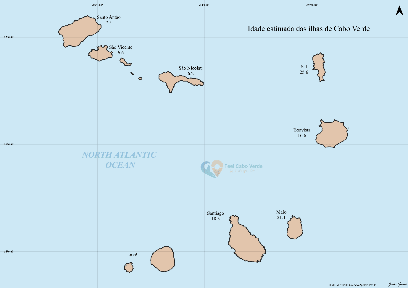 Carte de l'âge des îles du Cap-Vert